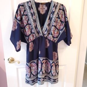 Renee C. Navy with floral tunic size L